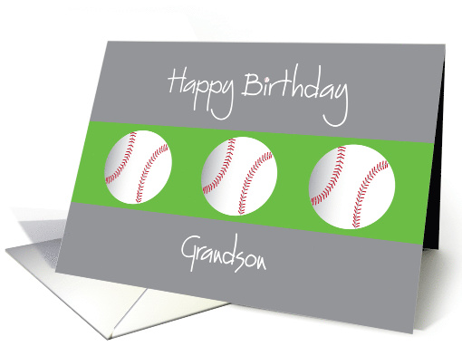 Happy Birthday for Grandson with Trio of Baseballs card (1172662)