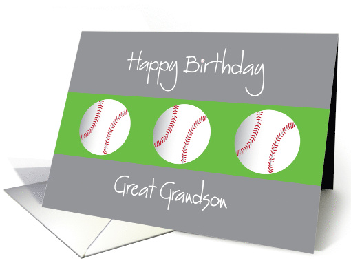 Happy Birthday for Great Grandson with Trio of Baseballs card