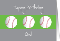 Happy Birthday for Dad with Trio of Baseballs card