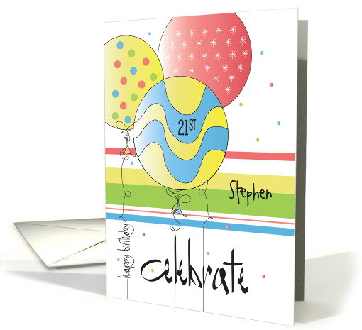 Hand Lettered Birthday 21 Year Old, Colorful Balloons &... (1172702)