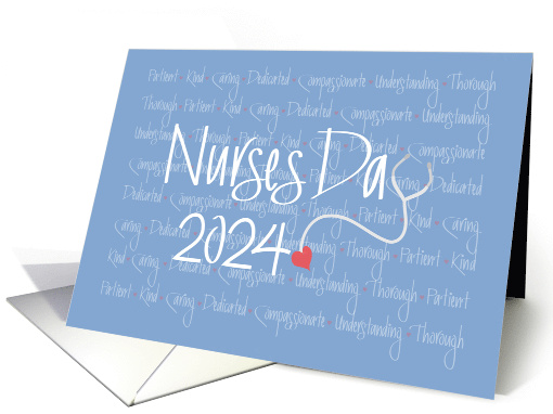 Hand Lettered Nurses Day 2022 Stethoscope with Nursing Qualities card