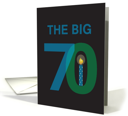 Birthday for 70 Year Old, The Big 70 with Huge Numbers & Candle card