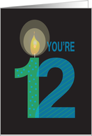 Birthday for 12 Year Old, You’re 12 with Large Candle card
