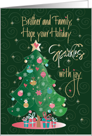 Christmas for Brother and Family Holiday Sparkles with Joy Tree card