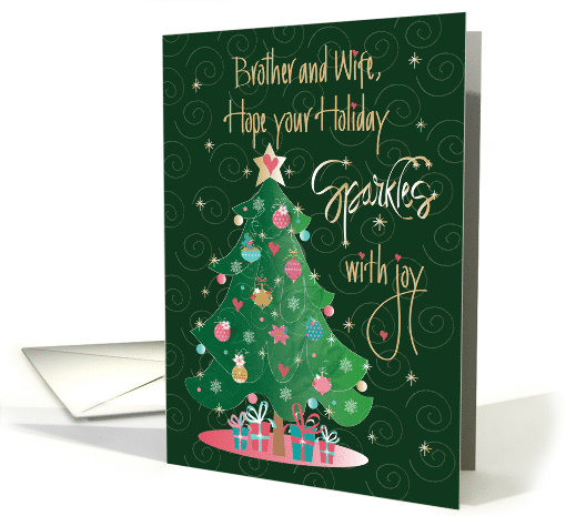 Christmas for Brother and Wife Decorated Tree Sparkles with Joy card