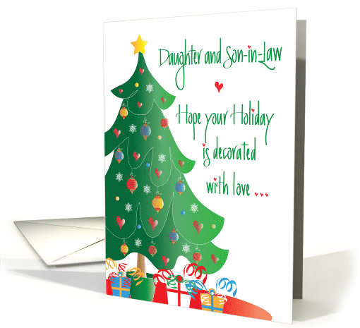 Christmas for Daughter and Son-in-Law, Decorated Tree and Gifts card