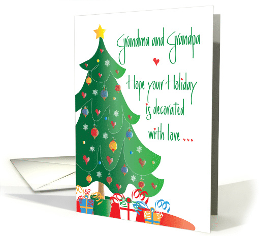 Christmas for Grandma and Grandpa, Decorated Tree and Gifts card