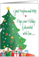 Christmas for Great Nephew and Wife Decorated Tree and Gifts card