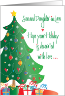 Christmas for Son and Daughter-in-Law, Decorated Tree and Gifts card