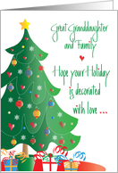 Christmas for Great Granddaughter and Family Decorated Tree card