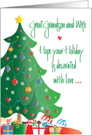 Christmas for Great Grandson and Wife Decorated Tree card
