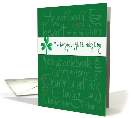 Anniversary on St. Patrick's Day, Shamrock and Romantic Words card