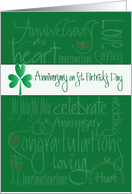 Anniversary on St. Patrick’s Day, Shamrock and Romantic Words card