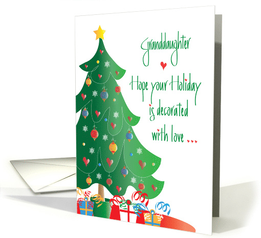 Christmas Decorated with Love for Granddaughter, Ornamented Tree card