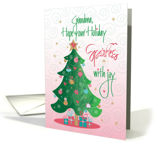 Christmas for Grandma Holiday Sparkles with Joy Christmas Tree card