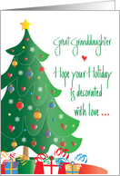 Christmas Decorated with Love Great Granddaughter, Christmas Tree card