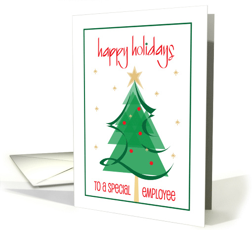 Hand Lettered Business Christmas for Employee, Tree with Star card