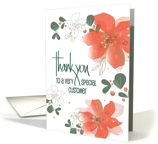 Hand Lettered Christmas for Customers Thank You with Poinsettias card