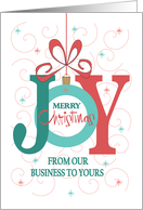 Hand Lettered Business Christmas, Joy from Our Business to Yours card