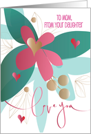 Mother’s Day Love You to Mom from Daughter Pink Flower and Hearts card