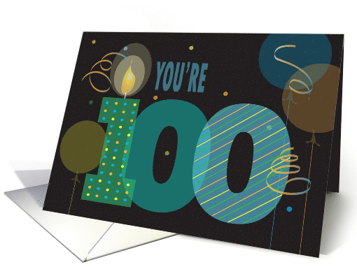 Birthday for 100 Year Old Large Numbers with Candle and Balloons card