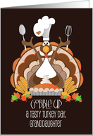 Thanksgiving for Granddaughter, Turkey, Chef’s Hat & Pumpkin Pie card