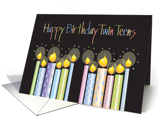 Birthday for Boy and Girl Twin Teens, Colorful Candles card (1180044)