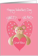 Valentines’ Day for Great Niece, Sweetheart Bear with Pink Heart card
