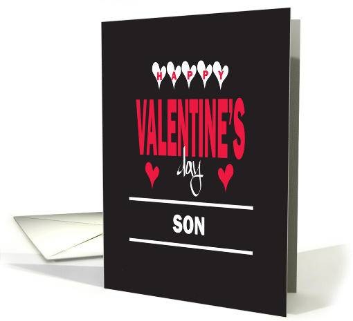 Valentines' Day for Son, Bright Colored Wishes with Hearts card
