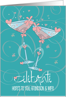 Celebrate Wedding Congratulations Grandson and Wife Champagne Glasses card