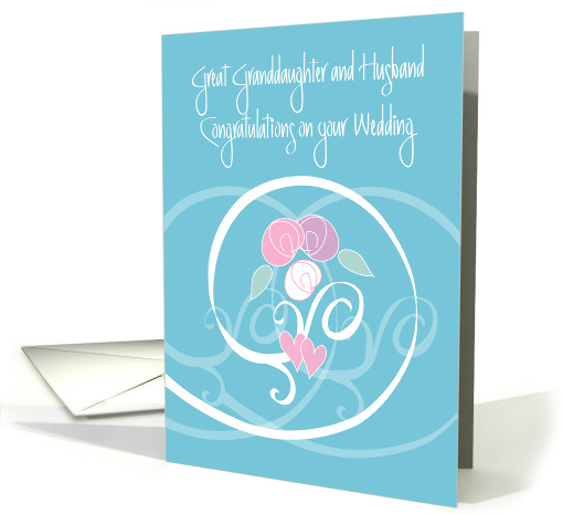 Wedding for Great Granddaughter and Husband, Swirls & Flowers card