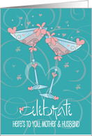 Wedding Congratulations for Mother and Husband Champagne Glasses card