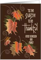 Thanksgiving Great Grandson and Family Tis the Season Fall Leaves card