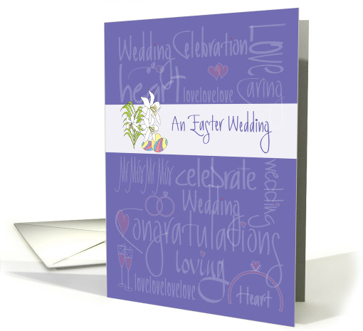Hand Lettered Easter Wedding Congratulations with Lilies and Eggs card