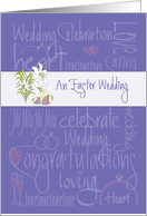 Hand Lettered Easter Wedding Congratulations with Lilies and Eggs card