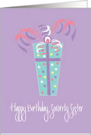 Birthday for Sorority Sister, Gift in Lavender, White and Pink card