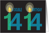 Twin 14 Year Old Birthday, Double Birthday with Candles card