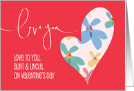 Hand Lettered Valentine for Aunt and Uncle Floral Heart of Flowers card