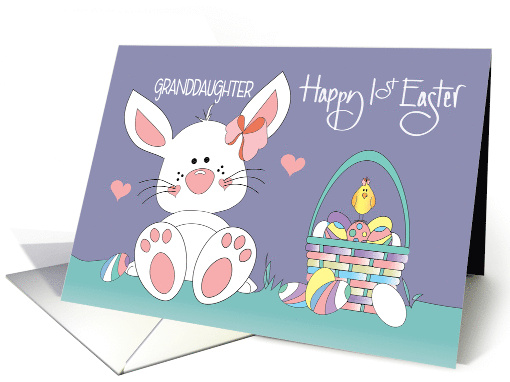 First Easter for Granddaughter White Bunny with Easter Egg Basket card