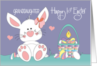 First Easter for Granddaughter White Bunny with Easter Egg Basket card