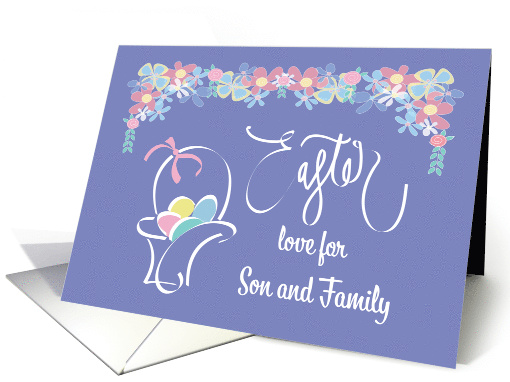Hand Lettered Easter for Son & Family, Floral Easter Egg Basket card