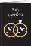 New Year’s Wedding Congratulations, Overlapping Rings and Confetti card