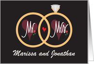 Valentine’s Wedding Anniversary, Rings and Hearts card