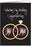 Valentine’s Day Wedding Congratulations, Rings and Hearts card