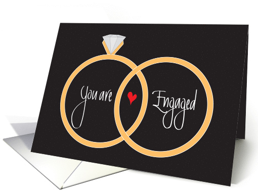 Wedding Engagement Congratulations, Rings and Heart card (1184466)