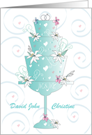 Easter Cake Wedding Congratulations Easter Lilies and Custom Names card