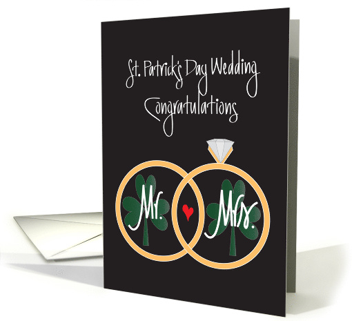 St. Patrick's Day Wedding Congratulations, Rings with Shamrocks card