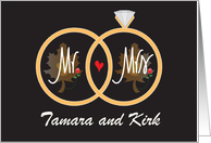 Thanksgiving Anniversary Rings with Fall Leaves and Custom Names card
