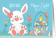 Hand Lettered Easter for Great Niece White Bunny and Easter Egg Basket card
