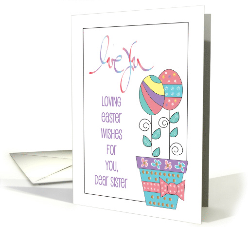 Easter for Sister, Cutest Bunny, Basket and Eggs card (1190714)